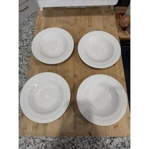 VTG Monarch 8841 Stoneware by Sango 8.75” White Bowls Cereal Soup Set Of 4 *